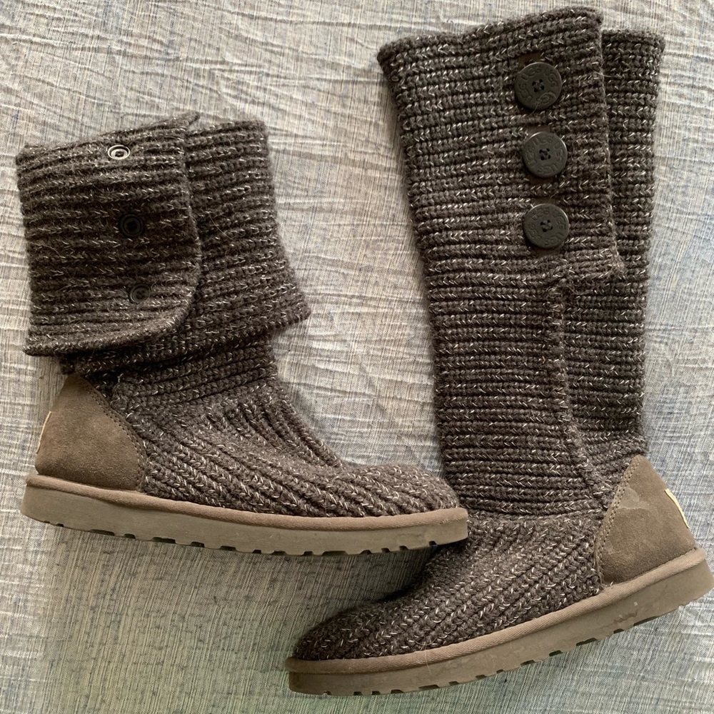 Gray Cardy Ugg Boots Tall Metallic Cozy Cardigan